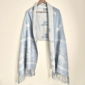 Boho Soft Cozy Artisan Alpaca Scarf with Fringe — Reversible Cottagecore Winter